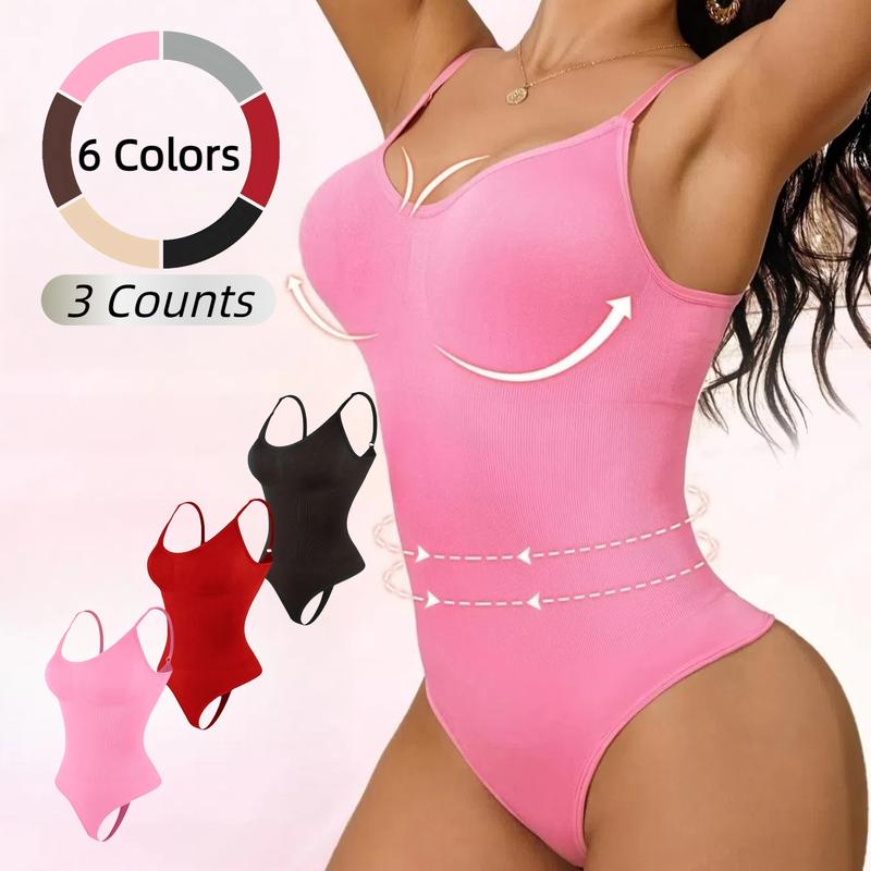 Seamless Covered Bust Jumpsuit Thong Bodysuit Fitted Women's Comfort Light Shape Basic , Breathable Hips , Solid Color Adjustable Straps Thong Shapewear Bodysuit Leotard , Underwear Fabric Womenswear black girl wear Soft Bras Clothes Dress body shapewear