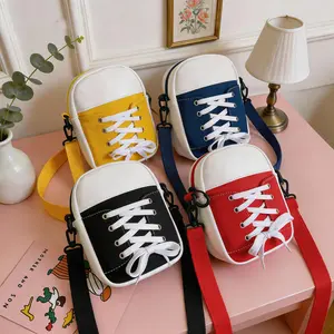 1/2Pcs Cute shoe shaped canvas crossbody bag, fashionable and trendy fun crossbody shoulder bag, small and unique decorative shoulder bag