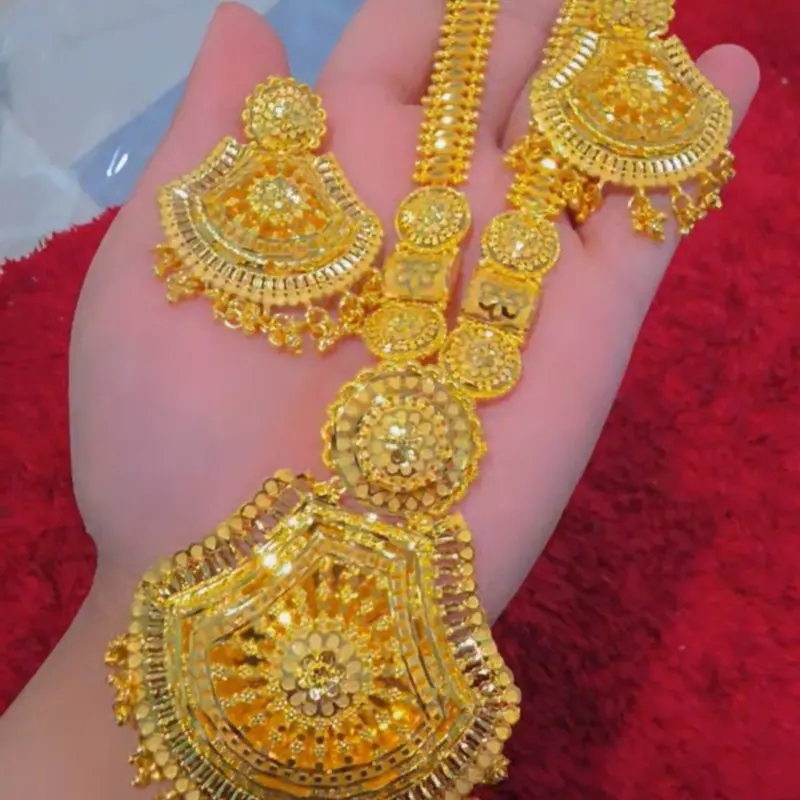 Long necklace set gold plated jewelry color guarantee