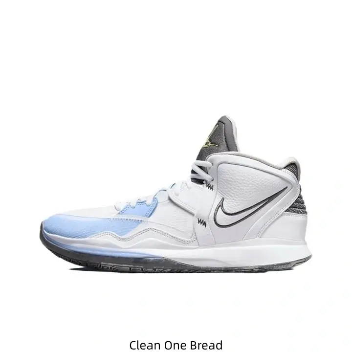 Smooth Breathable Leather Mid Court Sneakers Pale Blue Toe Overlays Wear Resistant Yellow Printed Traction Outsole Cushioned Ankle Support Indoor Outdoor Competition Training Sneakers