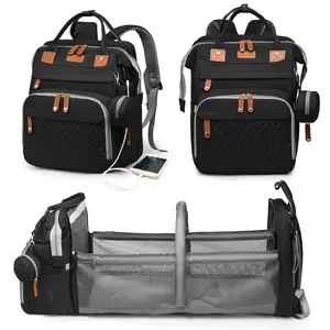 Baby Diaper Bags with Changing Station, Waterproof Diaper Bag Backpack for Moms Dads with USB Charging Port, Baby Shower Gifts, Large Capacity diaper backpack, Balck
