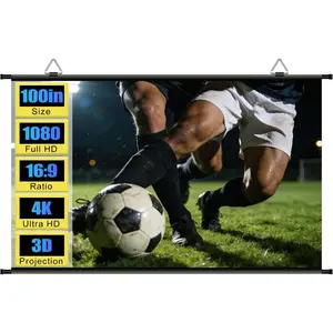 100 inch Projector Screen,  Portable Movie Projector Screen for Indoor Outdoor, 4K  ALR Projection Screen for Room Wall,  Theater, Backyard, 16:9