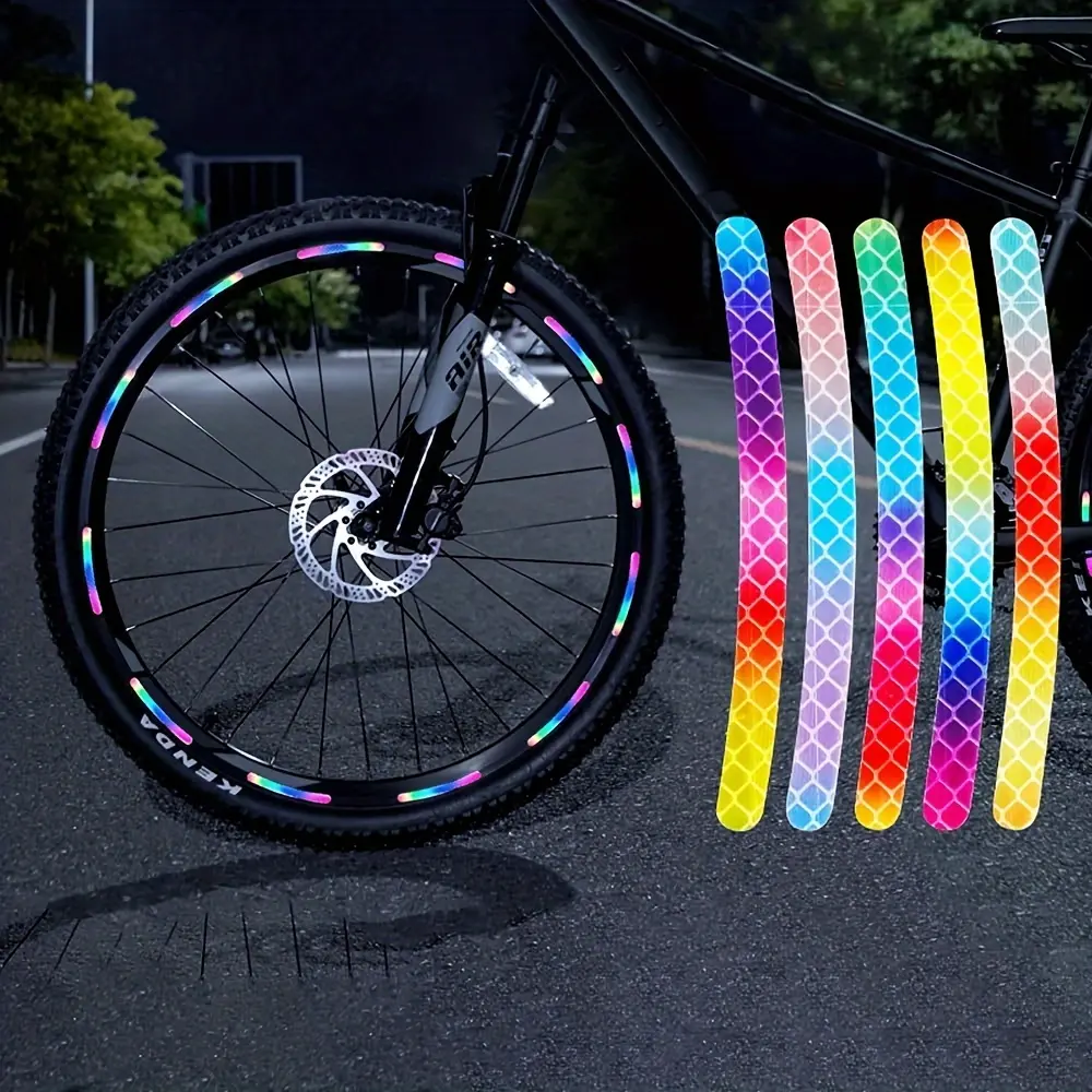 20 Piece Reflective Bicycle Stickers Set, Mountain Bike Wheel Striped Decals, Suitable for Motorcycles Cars Bicycles, Decoration, Decorative Automotive Reflective Tape