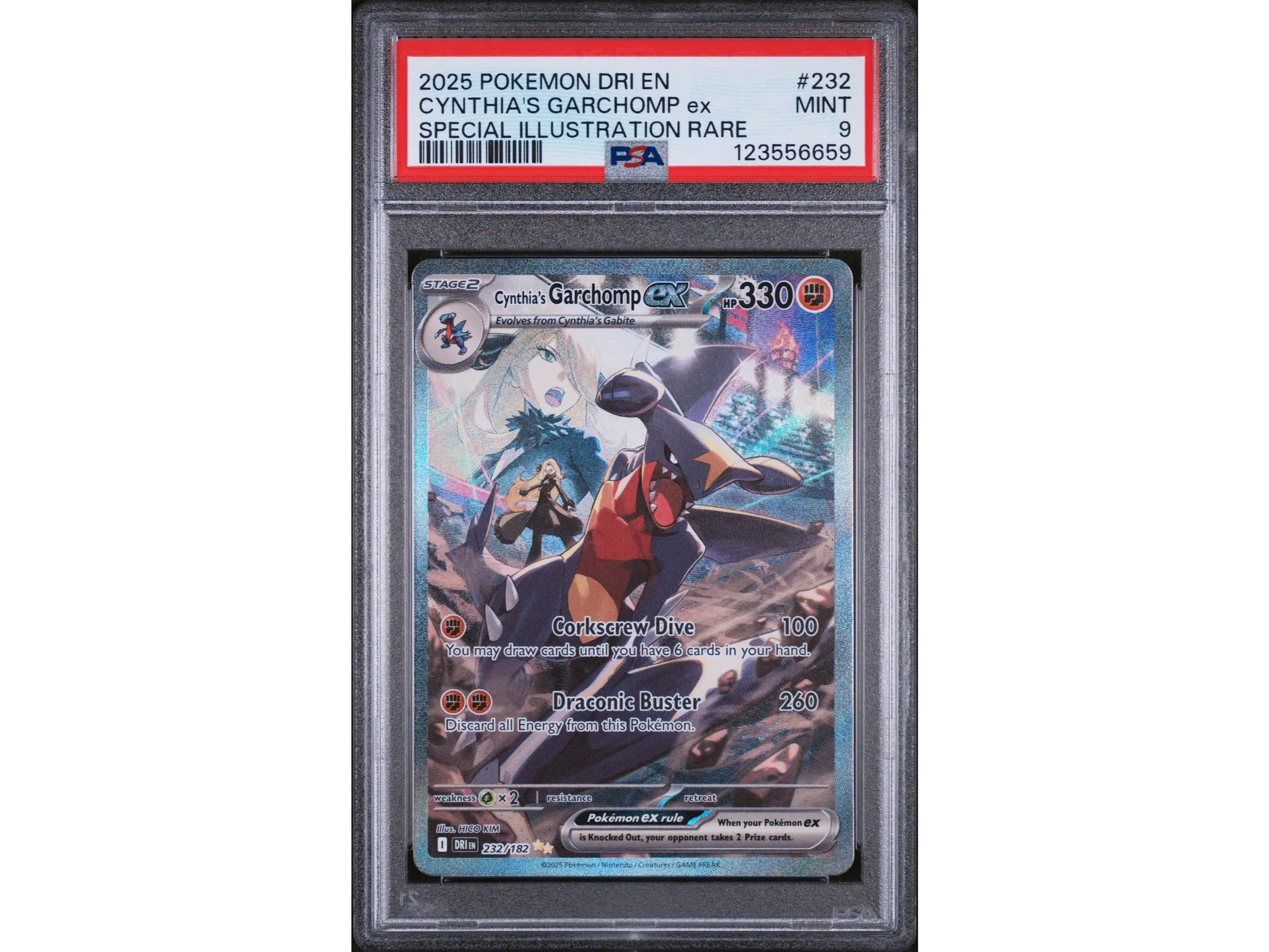 2025 Pokemon Scarlet and Violet Destined Rivals Special Illustration Rare Cynthia's Garchomp Ex #232 PSA 9