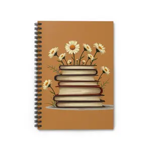 Daisy Books Spiral Notebook | Ruled Lined Journal, Floral Stack of Novels