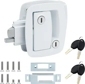 RV Keyless Entry Door Lock Set - Keypad Deadbolt with Touch Paddle & 4 ,Compatible with Campers,  & Cargo Doors(White)