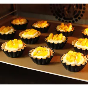 Reusable Non-Stick Egg Tart Molds, Fluted Round Mini Tart Pans for Baking, Cupcake Liners & Quiche, Oven-Safe Bakeware