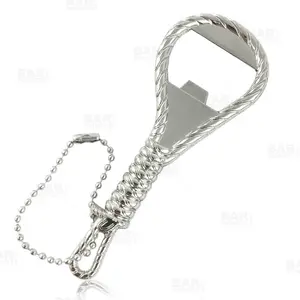 BarConic® Handheld Metal Bottle Opener - Rope Themed, Silver, Bar & Wine Utensils