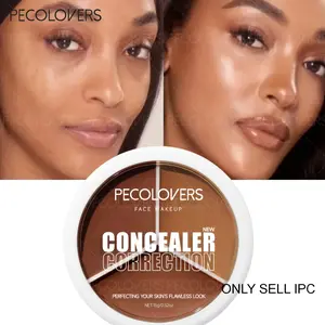 1PC Waterproof Concealer Cream Lasting Full Cover Acne Mark Dark Circles Eye Contour Concealer Tri-color Makeup Palette Moisturizing Face Makeup Cometics