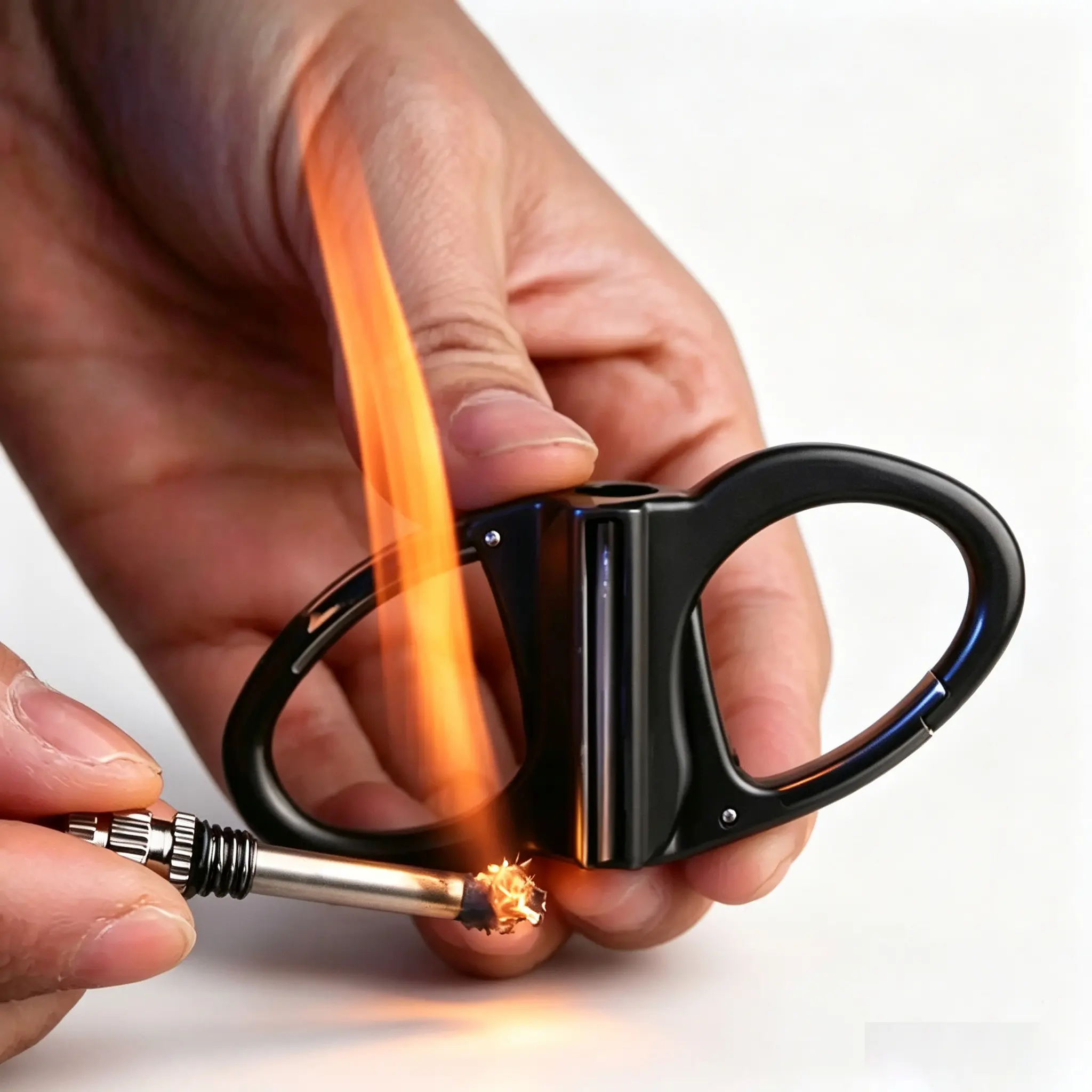 Multifunctional metal keychain accessories, portable metal lighter accessories, outdoor hiking keychain, suitable for outdoor hiking and camping use
