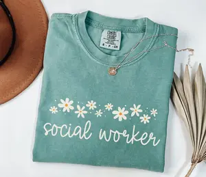 Comfort Colors Social Worker Shirt, Floral Social Worker Tshirt, Gift For Social Worker, School Social Worker Shirt For Social Worker Gift