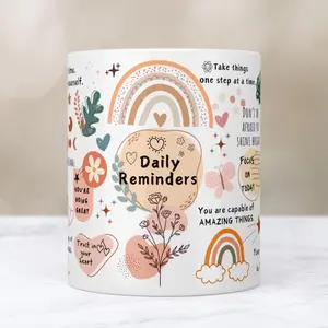 Daily Reminders Mug, 11oz & 15oz Mug, Motivational Mug, Daily Affirmations Mug, Mental Health Mug