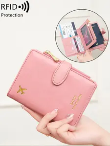 Creative Airplane Pattern Travel Passport Holder with Zipper bag RFID Blocking Passport Protective Bag Document Cover Minimalist Solid Color Business Trip Essential Passport  Wallet Lightweight Portable Travel Wallet Multi-Functional Card Holder Passport
