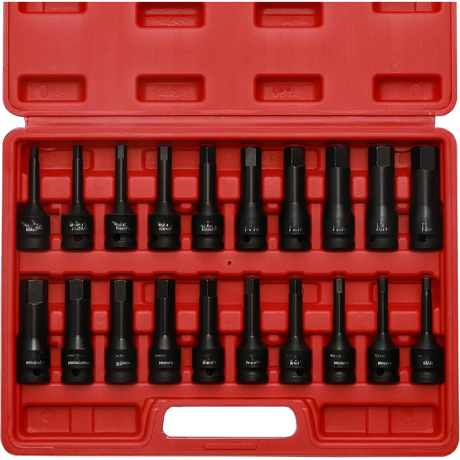 1/2" Drive Master Impact Hex Bit Set, Hex Driver, SAE/Metric, 1/4" - 3/4", 6mm - 19mm, Cr-Mo Steel,Impact Grade, One- Construction, 20- 1/2" Drive Allen Bit Socket Set
