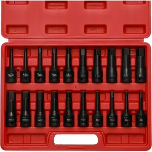1/2" Drive Master Impact Hex Bit Set, Hex Driver, SAE/Metric, 1/4" - 3/4", 6mm - 19mm, Cr-Mo Steel,Impact Grade, One- Construction, 20- 1/2" Drive Allen Bit Socket Set