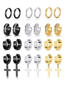 Stainless Steel Hoop Earrings Set, Versatile Earrings, Earrings for Men & Women, Fashion Jewelry for Party, Daily Decor