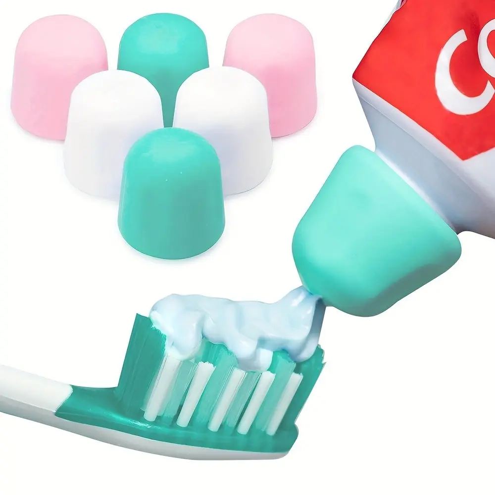 6 Counts Self-Closing Toothpaste Cap, Toothpaste Dispenser Cap, Prevents Mess and Waste, Simple and Practical, Suitable for Every Household, Daily Oral