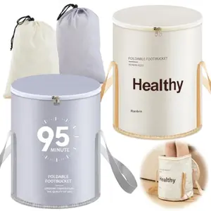 2 Pack 30L Foldable Foot Bath Tub Portable Collapsible Bucket for Soaking Feet Travel Outdoor Camping Washing Light Blue