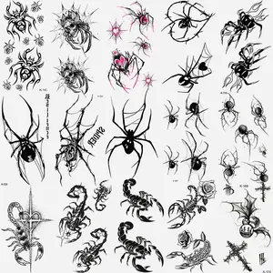 15 Waterproof Temporary Tattoo Stickers, Realistic 3D Spider Scorpion Skull Designs, Non-Reflective Fake Tattoos for Men & Women