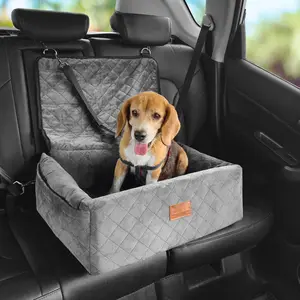 Dog Booster Car Seat For Small To Medium Dogs Up To 40 Lbs, Gray - Secure, Comfortable Pet Car Seat With Adjustable Straps, Foam Padding, Front And Back Mounts, Non Slip Bottom, Breathable Liner, Easy Installation For Travel