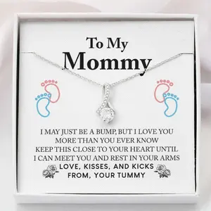 Mom Necklace, First Time Mom Pregnancy Gift New Mommy Necklace, Mom to be necklace, baby footprint pendant, sentimental gift, pregnancy announcement