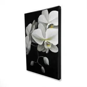 360 Stand Ready-to-Hang Framed Print - 24x36 in. Romantic White Orchid Flowers Floral Artwork, Home Decor Decoration Items for Room Display, Wall, Artistic