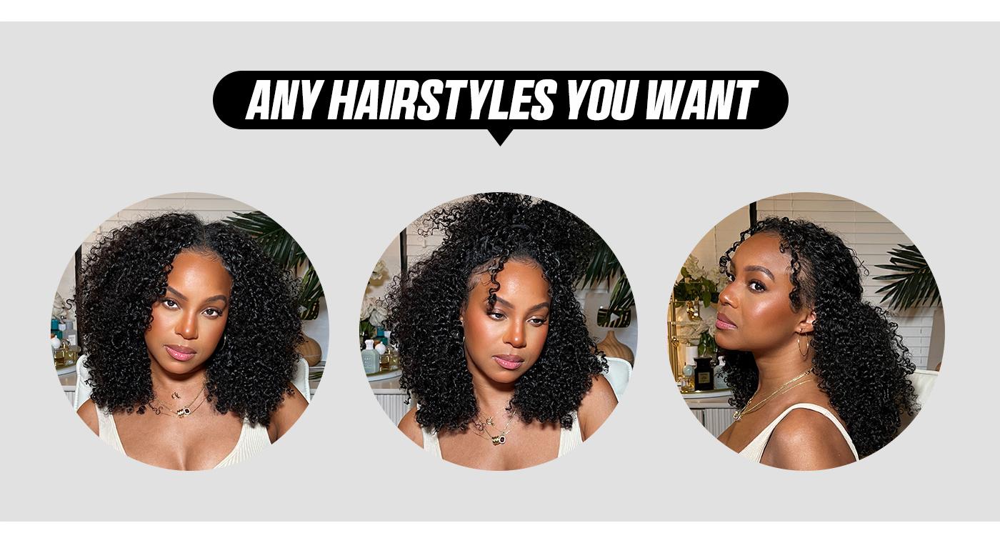 OQHAIR Afro Curly Hair V Part Wig No Leave Out Thin Part Human Hair Glueless Wig 0 Skill Needed Beginner Friendly Natural Scalp