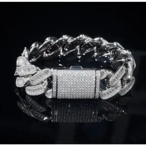 VVS Moissanite baguette miami cuban link bracelet