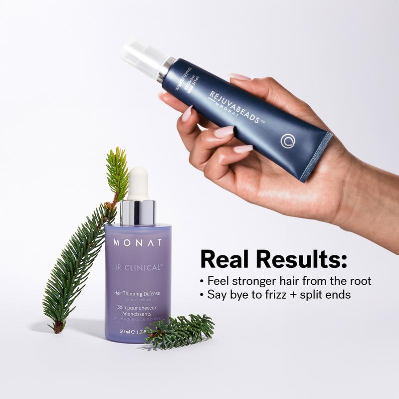 Scalp to Ends Duo. MONAT IR Clinical Hair Thinning Defense Serum + Rejuvabeads
