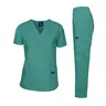 DAGACCI Women's 2-Piece Basic Scrubs Sets for Women, Cotton Blended Classic Fit Clothes with V-Neck Pockets Top & Straight Leg Cargo Pants, Healthcare-Themed Uniforms for Summer Workwear