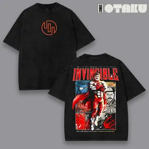 Omni-Man Invincible Comic Vintage Acid Wash T-Shirt, Otaku Bootleg Style Graphic Tee, 90s Superhero Y2K Oversized Streetwear Shirt, Premium Distressed Apparel