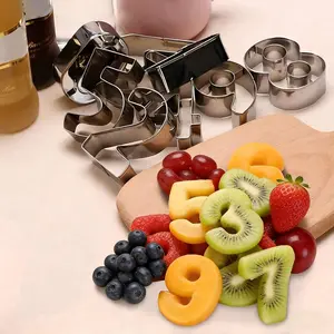 9PCS Number Cookie Cutters Set, Birthday Numbers 0-8(6 Reverses to 9), Stainless Steel Cookie Cutters for Baking, Number Shaped Baking Tool for Homemaking Biscuits, Cookie, Dough
