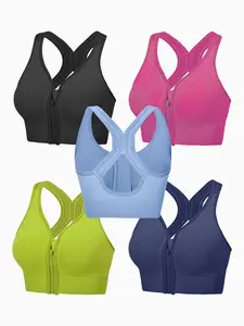 Women's Wireless Radiant Yoga Gym Sports Bra Set, Front Zipper Design, Medium Support, Slim-Fit Lined Fabric, Perfect for Fitness & Running