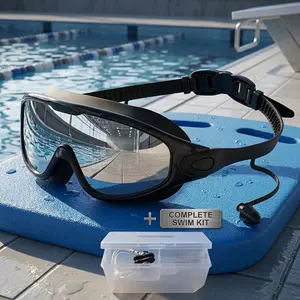 Swim Goggles Bundle with Earplugs, Nose Clip & Case - Anti-Fog Anti-UV Leak-Proof Wide View Goggles for Adults Men Women Swimming tiktokshopspringglowup,summervibes