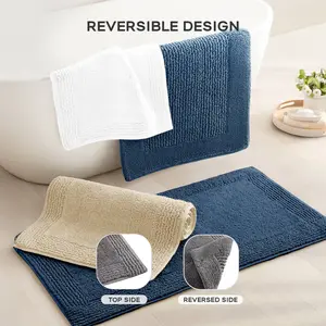 Splendor Reversible Cotton Tufted Bathroom Rug-3000 GSM Hotel Quality Luxurious Plush Medium Pile Bath Mat Absorbent, Quick Dry, Shower Room Décor