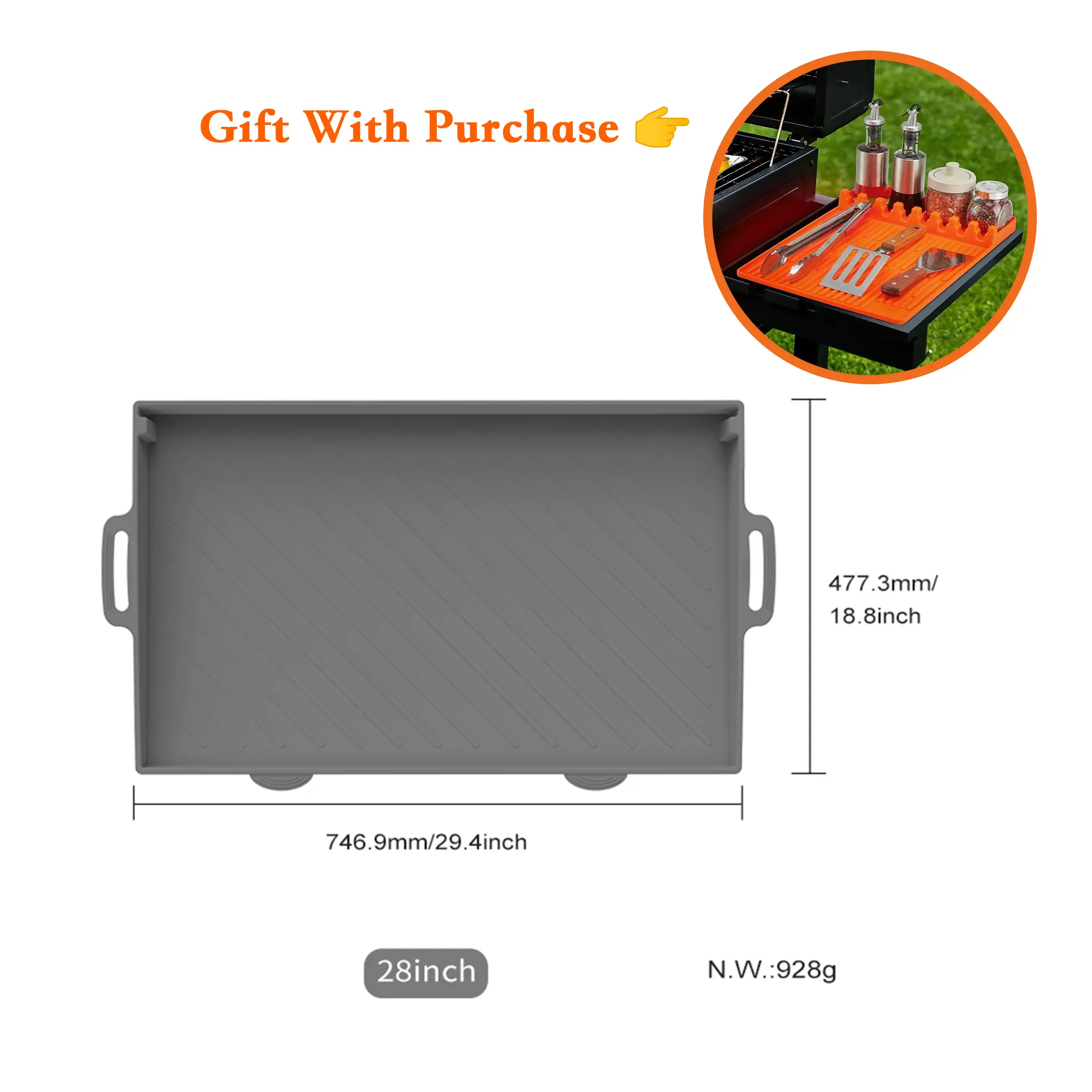 28'' Gray Griddle Cover Mat