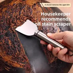 Housekeeper 2-Pack Stainless Steel Cleaning Scraper Kitchen Degreasing Blade for Refrigerator Tile & Floor Grout Glass Adhesive Removal Tool