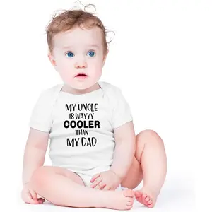 Fashions My Uncle Is Way Cooler Than My Dad Baby Short Sleeve Onesie Bodysuit Funny Cute Newborn Clothing for Boys Girls