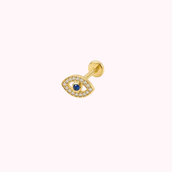 14K Solid Gold Evil Eye Cartilage Piercing