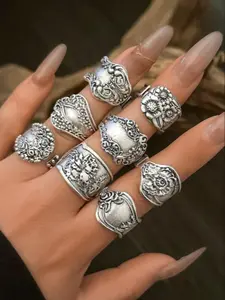 Boho Style Vintage Ring Set, Fashion Retro Ring Set for Party, Daily Decor, Trendy All-match & Exquisite Jewelry for Birthday Gift, Statement Rings, Statement Multi Ring