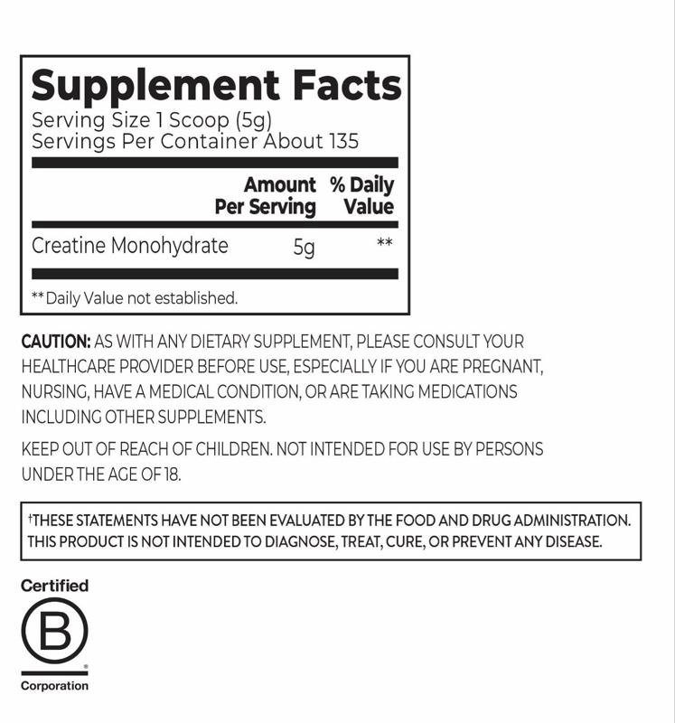 Orgain Micronized Creatine Monohydrate Unflavored 1.48lbs 135 Servings 5g per Serving for Muscle Support & Recovery Brain Health
