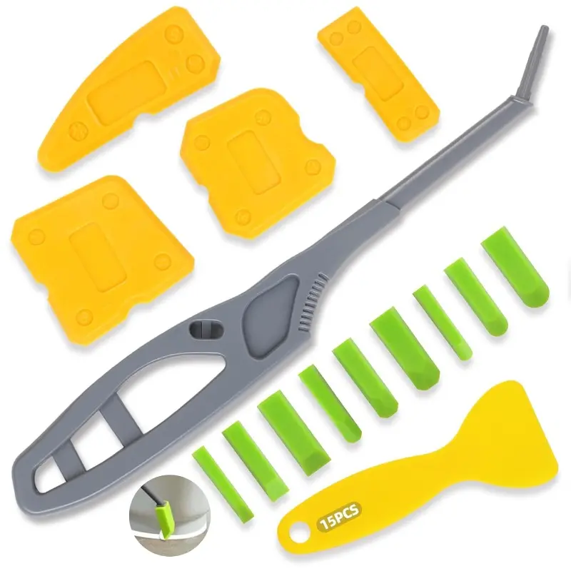 15 Count Caulking Tool Kit, Tight Area Sealant Caulking Finishing Tools, Sealant Finishing Tools for Bathroom, Kitchen, Window, Floor, Sink Joint Caulk Removal