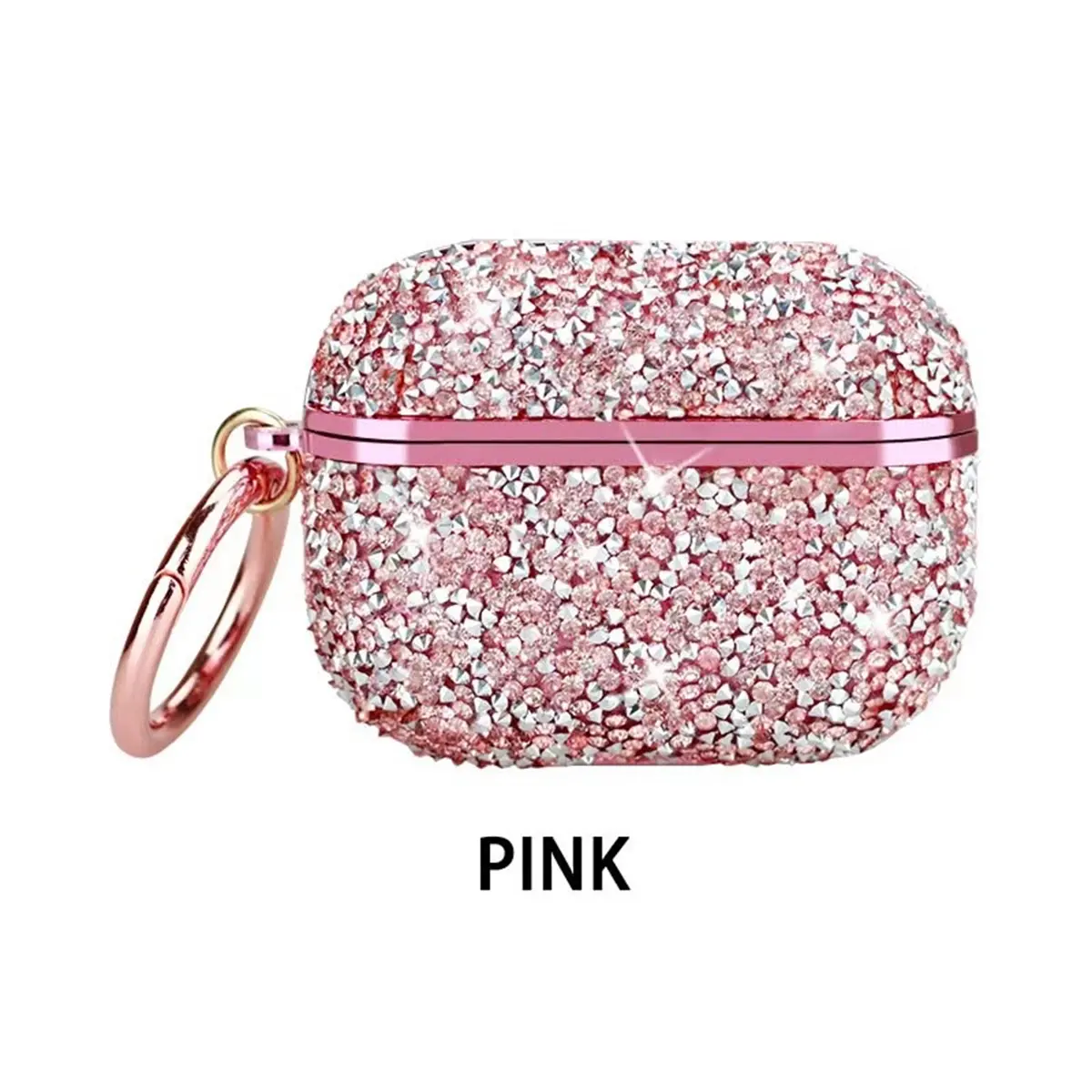 Women & Girls Sparkle-in-Hand Glitter Bling AirPods Case, Shiny Rhinestone Silicone+TPU Shockproof Protective Cover with Keyring, Compatible with AirPods Pro/1/2/3, Perfect for Daily Use & Gifting