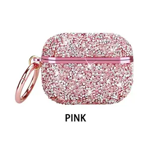 Shiny Rhinestone AirPods Case Sparkly Diamond Protective Cover with Keychain, Shockproof Hard Cases For AirPods Pro/1/2/3, Glitter Bling Design for Women & Girls, Available in- Perfect Daily Use & Gift