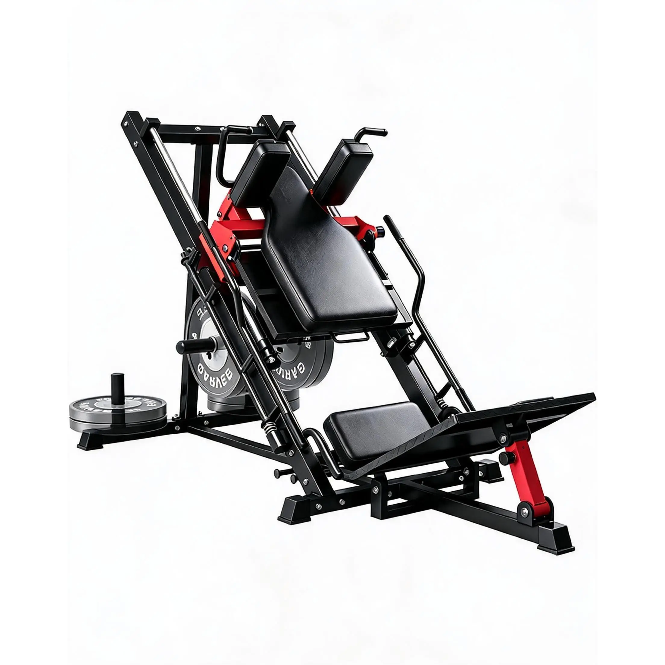 Garvee Leg Press Hack Squat Machine Combo, Adjustable Home Gym Equipment with Linear Bearing, Heavy-Duty Lower Body Workout Gear, Weight Storage Post for Strength Training
