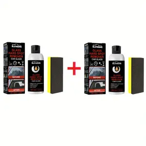 Two-pack ClCar Glass Deep eaning and Polishing Paste, Glass Scratch Repair and Polishing Paste, Cleaning and Stain Removal 1.69oz + Sponge + 1.69oz + Sponge