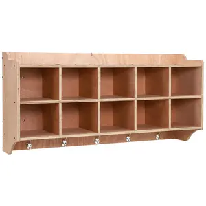 Garvee Cubby Storage Organizer with 10 Cubbies, Hooks, and Shelf - 47 Inch Wide Wall-Mountable Storage Solution for Toys and Classroom Use