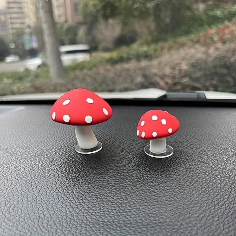 Car Interior Mushroom Frigurines, Small Mushroom Design Car Dashboard Decorations, Mini Decorations for Vehicle Room Decor, Cute Car Accessories