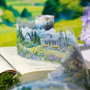 Scenic Pet Tape Roll, Decorative Stickers for Journals & Water Bottles, Townscape Series Design, Ideal for DIY Crafts, Scrapbooking & Gifts, Scrapbook Materials