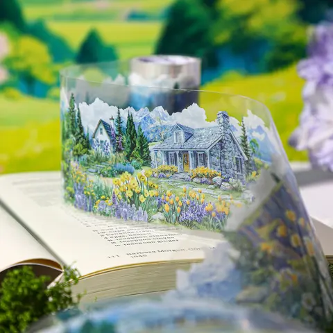 Scenic Pet Tape Roll, Decorative Stickers for Journals & Water Bottles, Townscape Series Design, Ideal for DIY Crafts, Scrapbooking & Gifts, Scrapbook Accessories